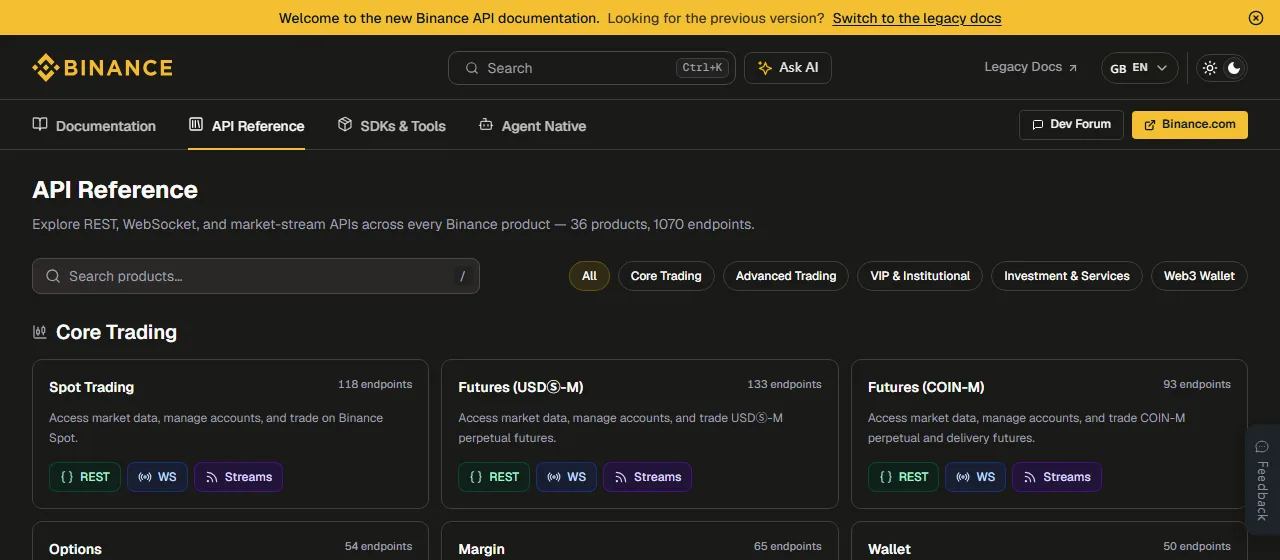幣安官方產品目錄同時列出 Futures USDⓈ-M 與 Futures COIN-M 兩個產品區域